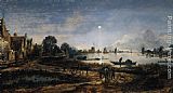 Famous Moonlight Paintings - River View by Moonlight